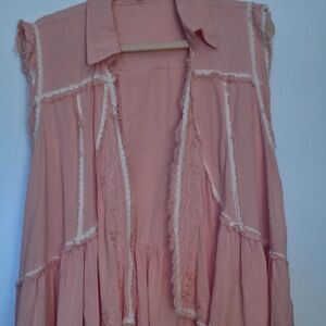 POL Blush Pink Lace Trim Vest